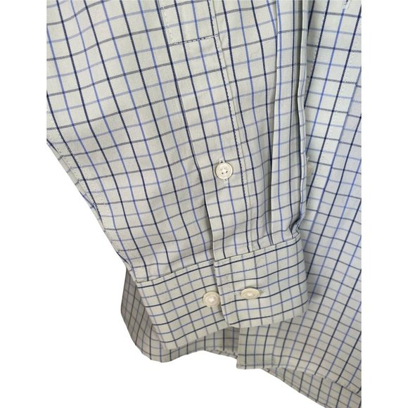 Eddie Bauer Button Down Shirt Mens Medium LS Cotton Green/Blue Checked - Picture 6 of 10